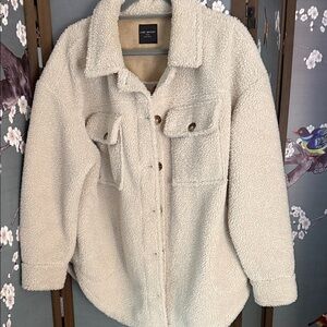 Lane Bryant Cream Sherpa Teddy Jacket